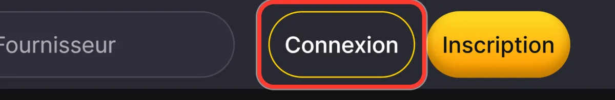 Bouton Connexion à contour jaune dans l'en-tête de Winhero