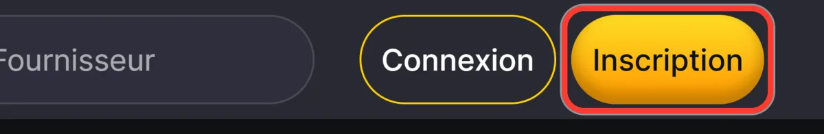 Bouton Inscription de Winhero pour ouvrir un compte avant d'activer un bonus